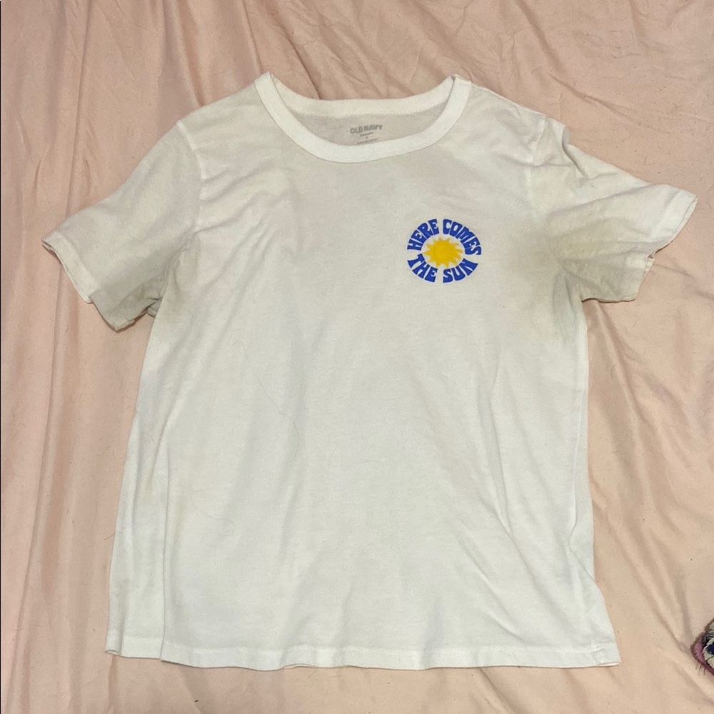 White Kids T-Shirt with Blue Graphic